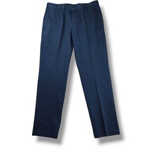 Brooks Brothers Advantage Chino Clark Slim Pants Men's 35x32 Blue Pleated Cotton